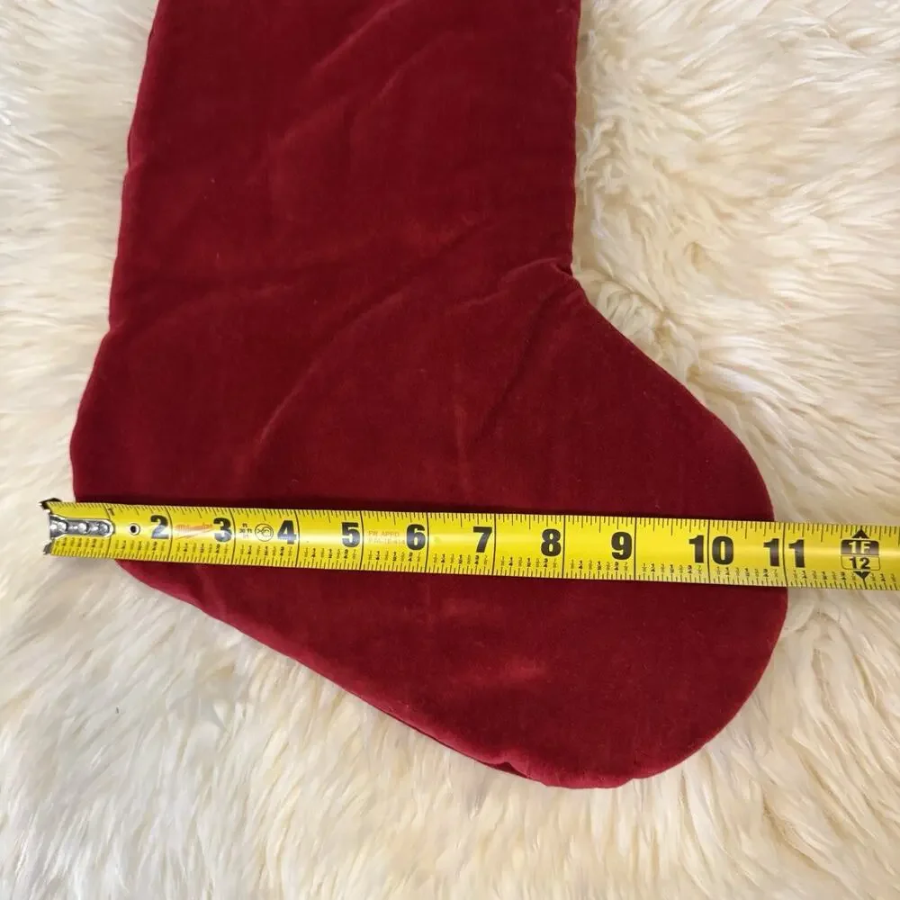 Pottery Barn Kids Red Velvet Christmas Stocking White Embroidered “Ruthie”